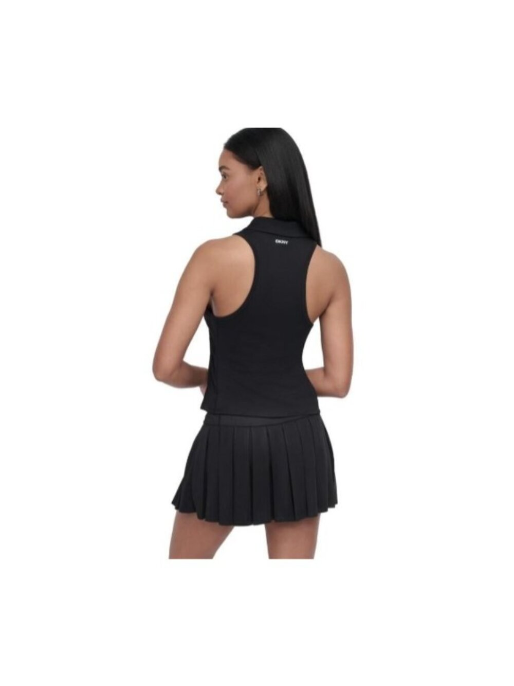 DKNY Sport Women's Court Racerback Polo Tank Top - Black XS - Picture 2 of 3